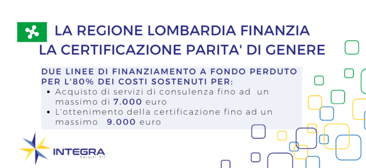 Regione Lombardia: 10 Milioni di euro per finanziare la Certificazione di Parità di Genere
